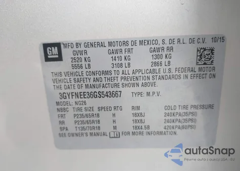 2016 Cadillac Srx Luxury Collection из США, поврежденный, VIN 3GYFNEE36GS543667